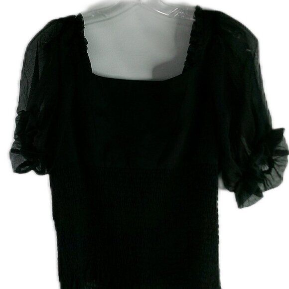 bebe- Black Corset Smocking Waist Top - Size 10 - Picture 3 of 6